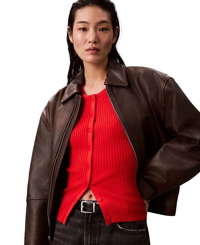 Calvin Klein Jeans Women's Smooth Cotton Rib Sweater Tank