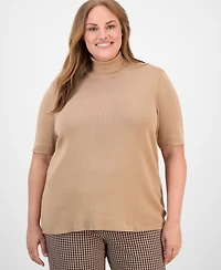 Anne Klein Plus Short-Sleeve Turtleneck Top