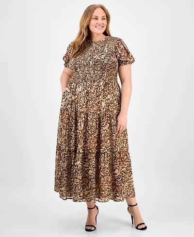 Anne Klein Plus Animal-Print Maxi Dress