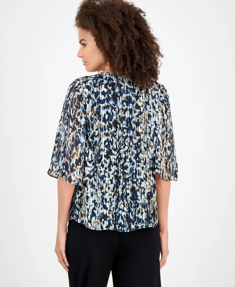 Anne Klein Women's Printed Cape-Sleeve Blouse