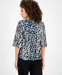 Anne Klein Women's Printed Cape-Sleeve Blouse