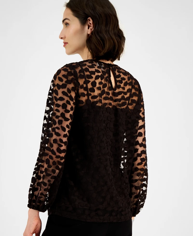 Anne Klein Women's Long-Sleeve Burnout Top