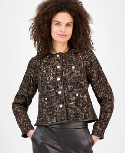 Anne Klein Womens Collarless Tweed Patch Pocket Jacket 0p 16