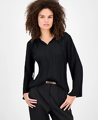 Anne Klein Women's Split-Neck Pleated Blouse