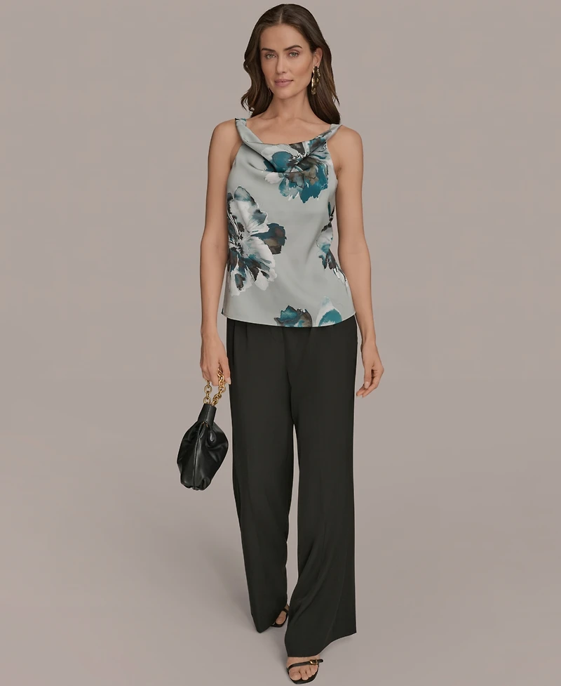 Donna Karan New York Women's Printed Cowlneck Satin Tank Top