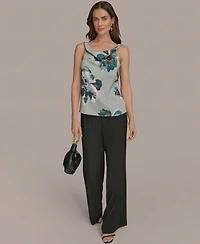 Donna Karan New York Women's Printed Cowlneck Satin Tank Top