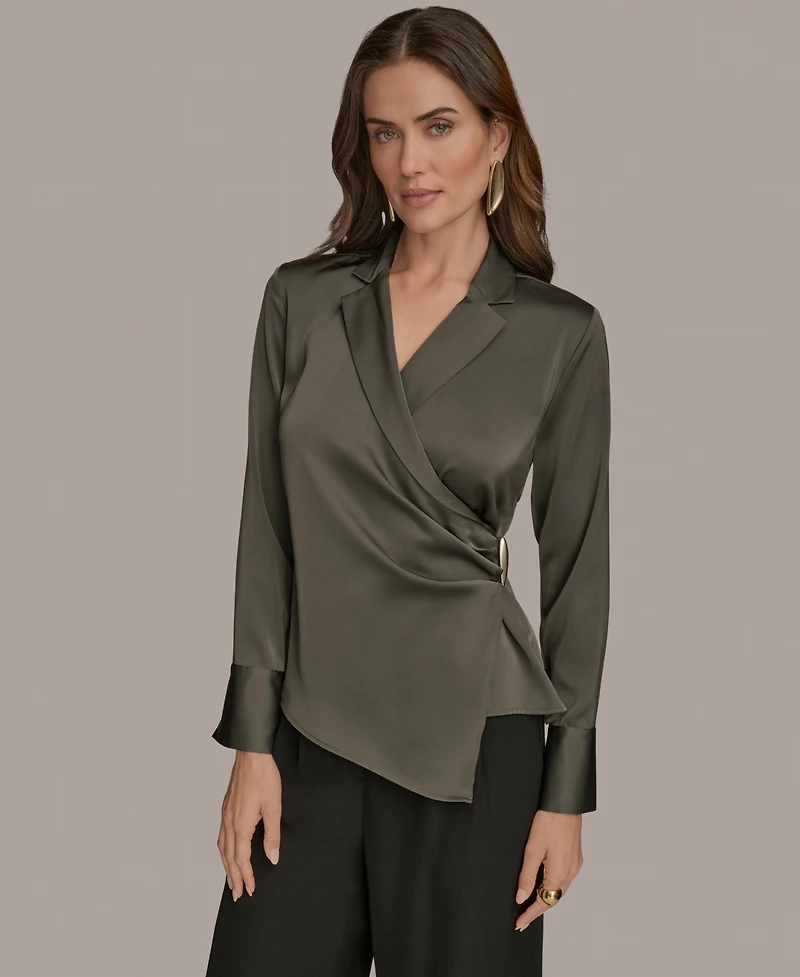 Donna Karan New York Women's Long-Sleeve Collared Blouse