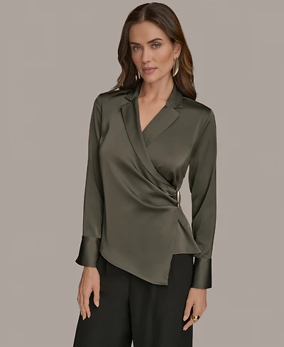 Donna Karan New York Women's Long-Sleeve Collared Blouse