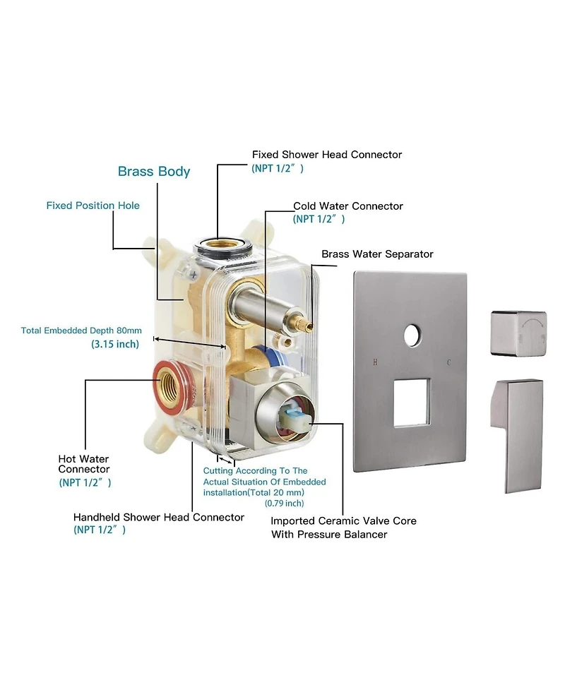 Greenspring -Spray Patterns With .5 Gpm in. Showerhead Wall Mounted Dual Shower Heads Valve Brushed Nickel