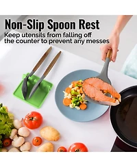 Extra Large Silicone Utensil Rest with Drip Pad for Multiple Utensils