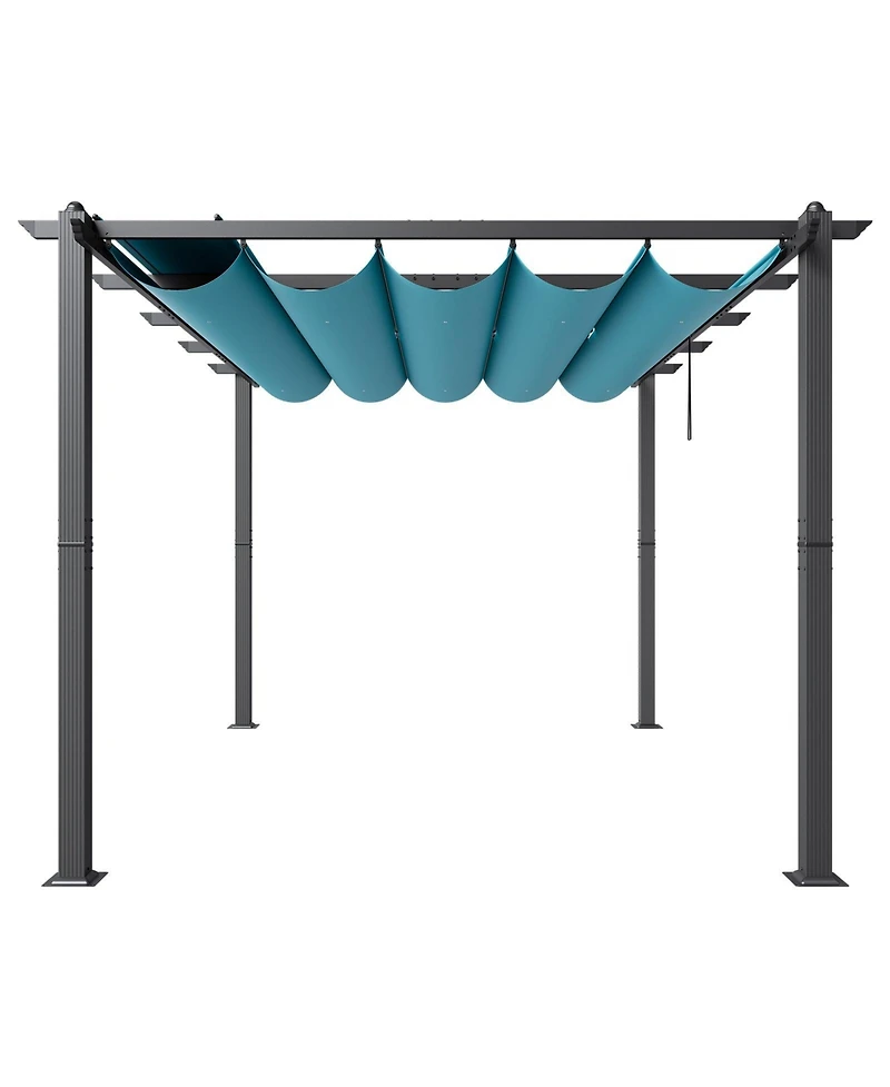 Outdoor Pergola with Adjustable Canopy Retractable Shade and Aluminum Frame