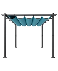 Outdoor Pergola with Adjustable Canopy Retractable Shade and Aluminum Frame