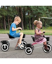 Toddler Tricycle Kids Trike with Adjustable Seat Front & Rear Storage Baskets
