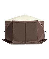 6-Sided Pop Up Gazebo Tent with Removable Privacy Cloths and Mesh Windows For Garden