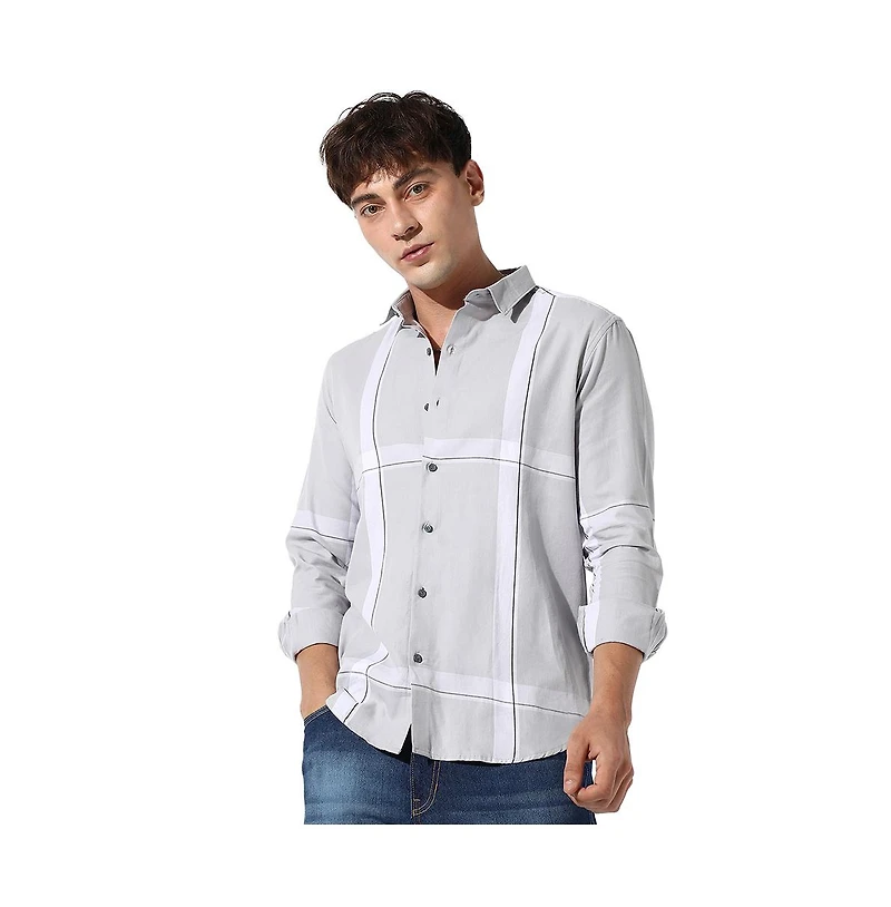Campus Sutra Men's Tartan Plaid Button Up Shirt