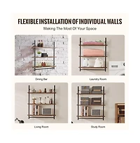Slickblue Industrial Pipe Wall-Mounted Shelf 2 Tier Storage Rack for Kitchen and Bedroom