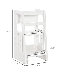 Toddler Tower with Adjustable Height, Toddler Kitchen Stool Helper with Anti-slip Mat, Step Stool for Kitchen, Bathroom, White