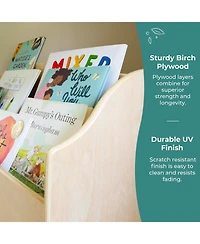 Guidecraft EdQ Book and Bin Browser - Natural: Children's Tall Wooden Bookshelf to Display Organize Kids' Books Playroom