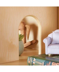 Guidecraft EdQ Dollhouse Bookshelf - Natural: Wood Kids' Pretend Play Furniture for Playroom and Classroom with Bins for Toys and Dolls