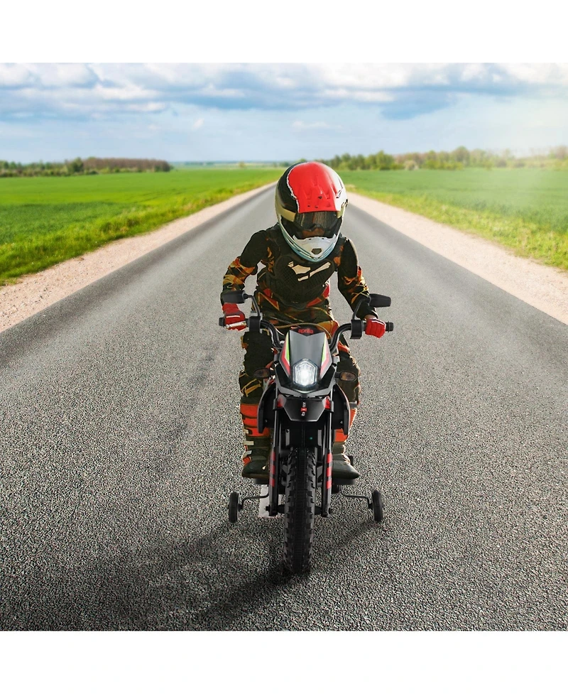Aprilia Licensed Kids Ride On Motorcycle with 2 Training Wheels