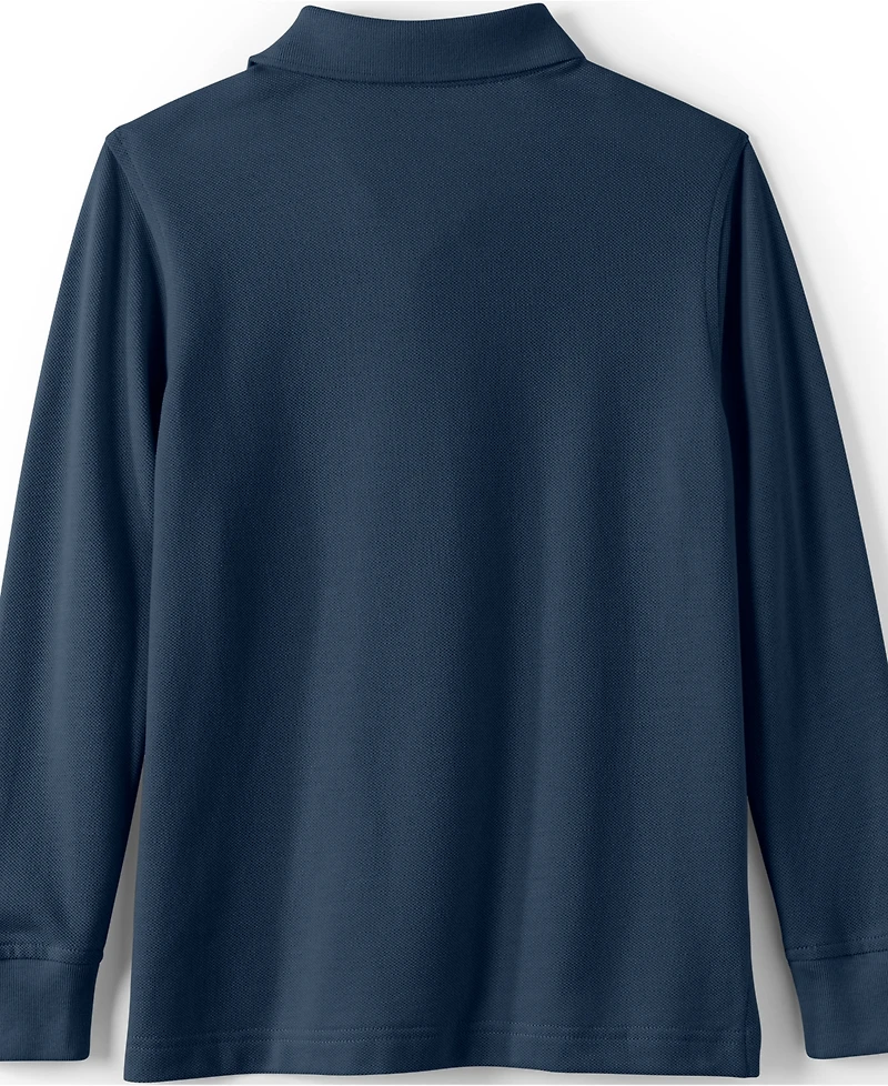 Lands' End School Uniform Kids Long Sleeve Mesh Polo Shirt