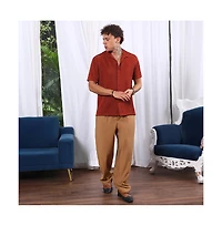 Campus Sutra Men's Terracotta Brown Puffy-Textured Shirt