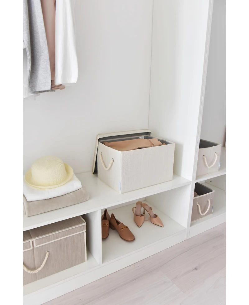WeThinkStorage 34L Folding Fabric Storage Bin w/Rope Handle and Lid - Clay