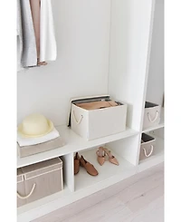 WeThinkStorage 34L Folding Fabric Storage Bin w/Rope Handle and Lid - Clay