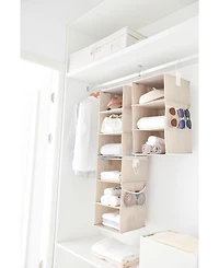 WeThinkStorage Set of 2 Attachable 3 Shelf Reinforced Hanging Closet Organizers, 50lbs Weight Capacity - Clay