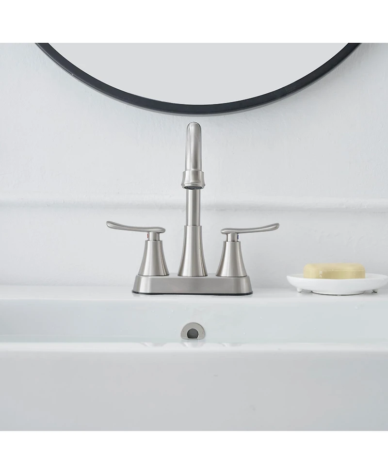 Greenspring 4 in. Centerset 2-Handle High-Arc Bathroom Faucet Brushed Nickel