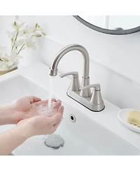 4 in. Centerset 2-Handle High-Arc Bathroom Faucet Brushed Nickel