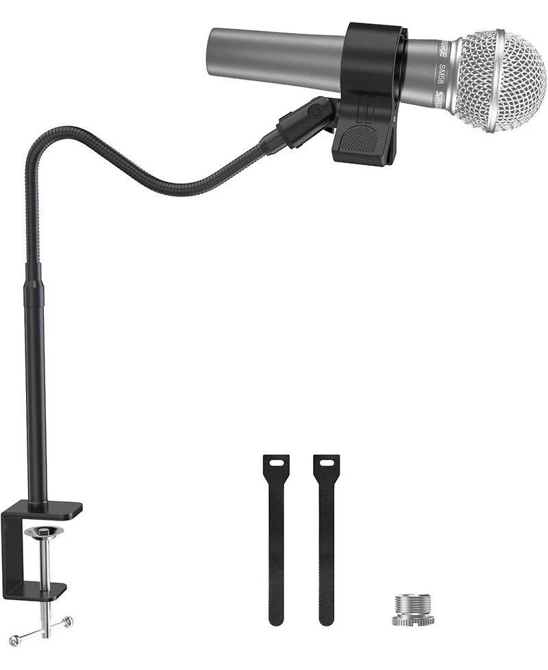 ZealSound 19-inch Microphone Stand, Flexible Gooseneck Clip Holder for Mics with 1.03"–2.59" Outer Diameter, 3/8"–5/8" Adapter, for Blue Yeti