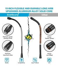 ZealSound Upgraded Metal Hose Arm, 19-inch Flexible Stand, Heavy Duty Mic & Phone Holder, 5/8" Thread