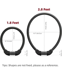 Bike Lock 5 Digit Cable Lock Lightweight Bicycle Lock Bike Lock Combination Portable Lock for Bike 22inch Black