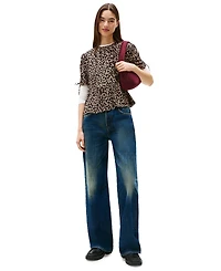 Tommy Jeans Women's Leopard-Print Tie-Sleeve Blouse