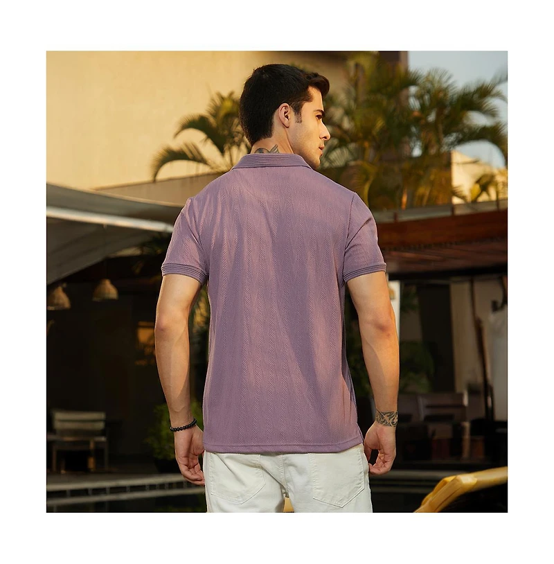 Campus Sutra Men's Beaver Brown Spirit Weave Polo T-Shirt