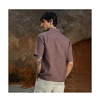 Campus Sutra Men's Brown Stone Heathered Korean Oversized Shirt