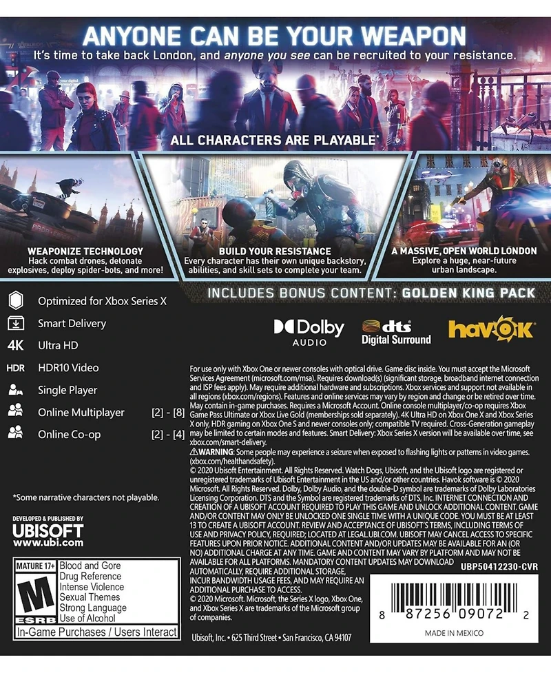 Ubisoft Watch Dogs Legion for Xbox One Gold Steelbook Edition