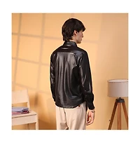 Campus Sutra Men's Obsidian Black Solid Suede Shirt