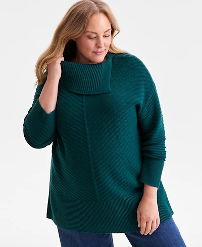 Style & Co Plus Size Envelope Neckline Tunic Sweater, Macy's Exclusive