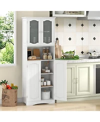 Slickblue Bathroom Storage Cabinet with Frost Glass Doors and Shelves