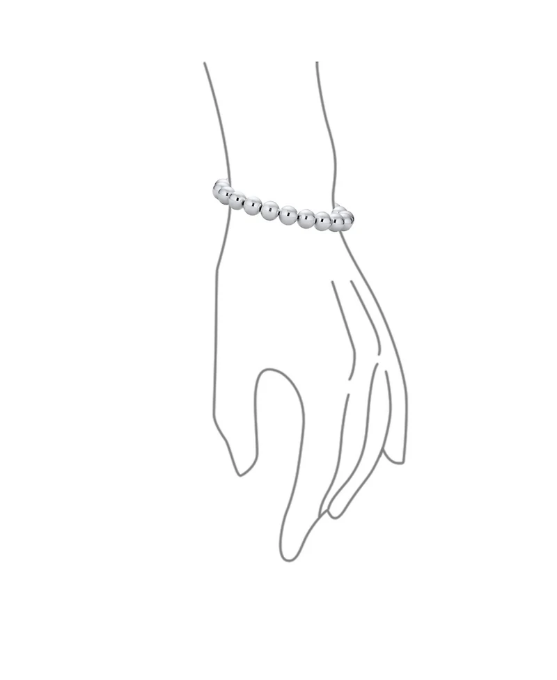 Bling Jewelry Simple Hand Strung Polish Round 10MM Ball Bead Strand Bracelet Sterling Silver