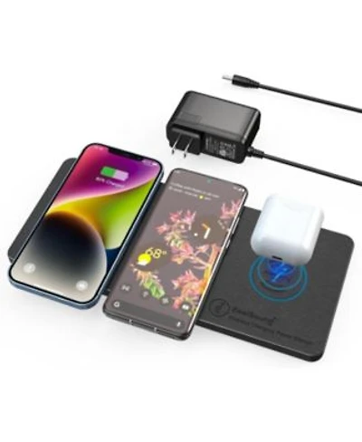 Zealsound Wireless Charging Pad Ultra Slim Triple Charger Station For Multiple 3 Device New Airpods Ultra Slim Pu Leather Mat W Ac Adapter For Phone