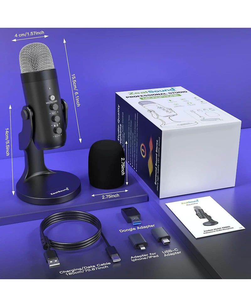 ZealSound Wireless Microphone K66DG-us and D65K Microphone Furry Windscreen