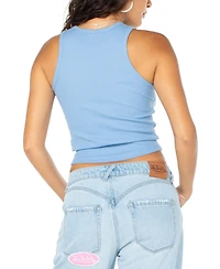 Von Dutch Women's Blue Rhinestone Tank Top