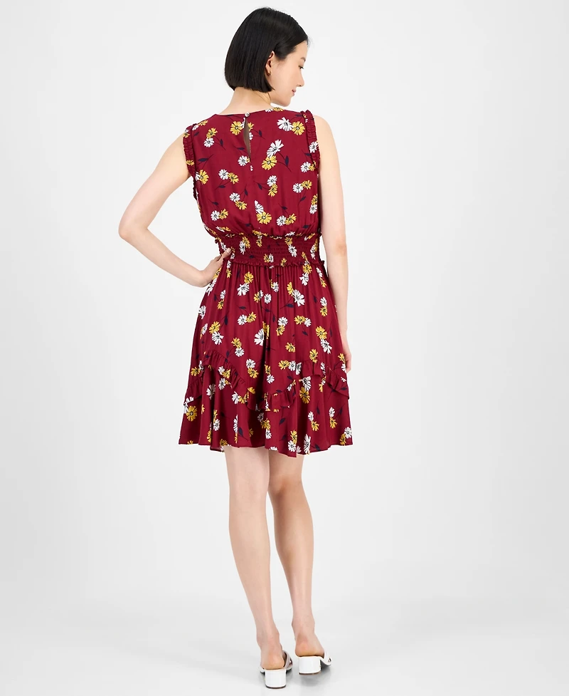 Tommy Hilfiger Women's Daisy-Print Smocked-Waist Dress