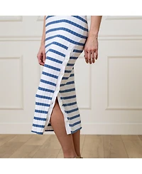 Hope & Henry Women's Sleeveless Rib Knit Sweater Maxi Dress with Button Slit
