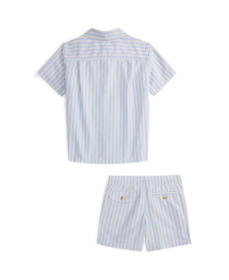 Polo Ralph Lauren Toddler Boys 2-Piece Oxford Prepster Shirt and Shorts Set
