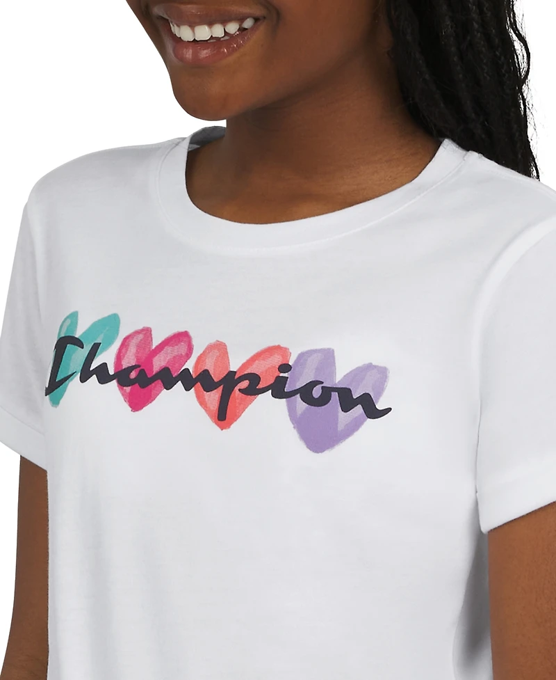 Champion Big Girls Logo Graphic Tie-Front T-Shirt