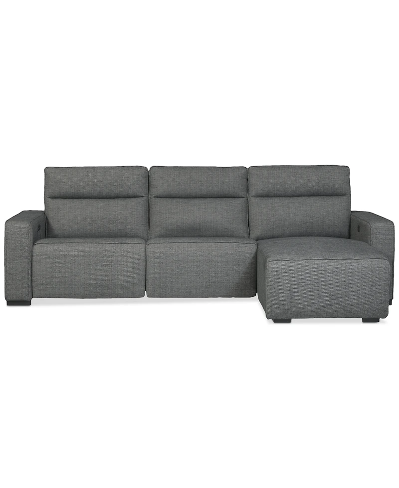 Miren -Pc. Fabric Chaise Sectional with 2 Power Headrest Recliners